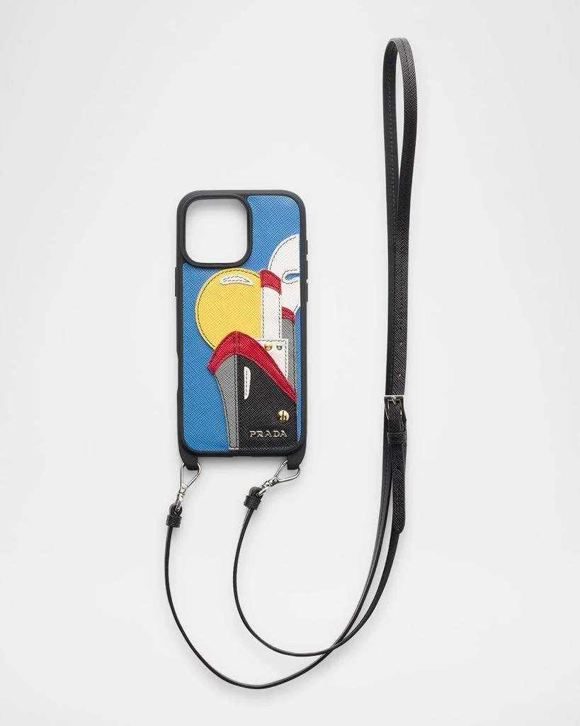 Prada Men
s iPhone 16 Pro Max Steamboat Saffiano Leather Phone Case