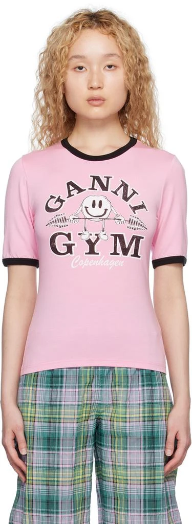Ganni Pink 'Gym' T-Shirt 1