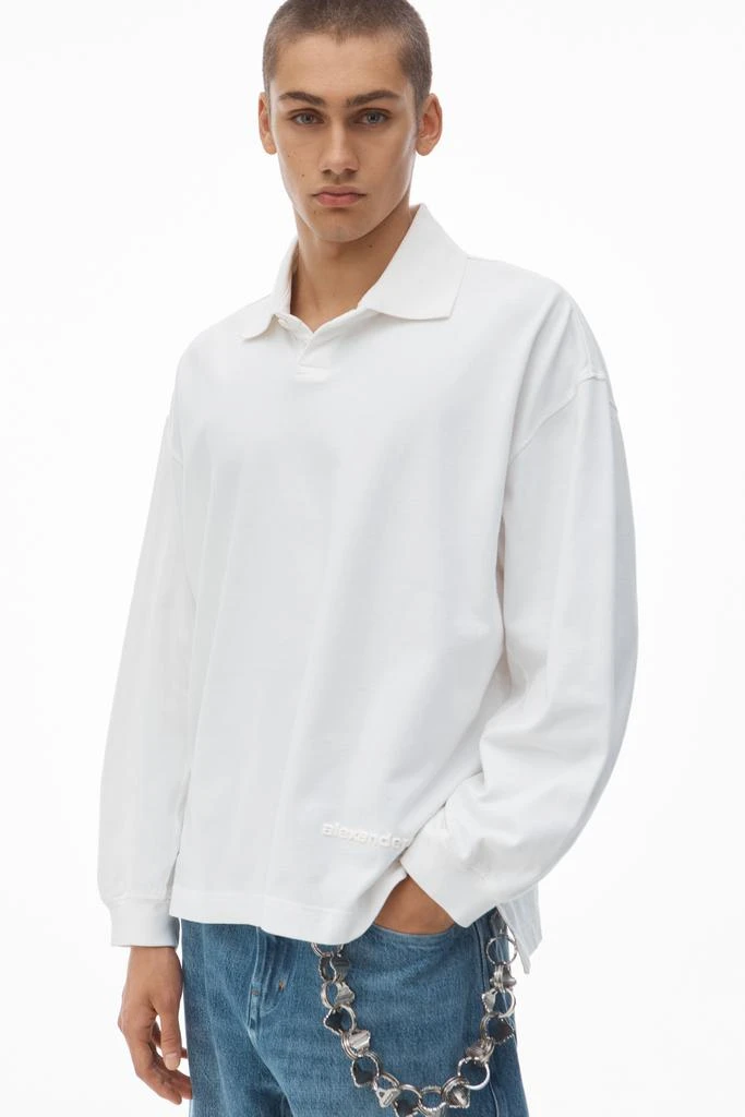 Alexander Wang Men's Long-Sleeve Polo Tee in Cotton Jersey 3