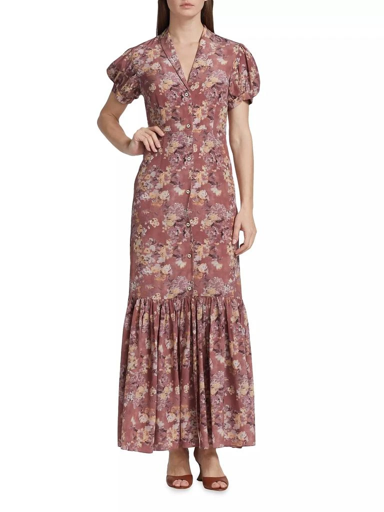 CAROLINE CONSTAS Nancy Floral Puff-Sleeve Maxi Dress 2