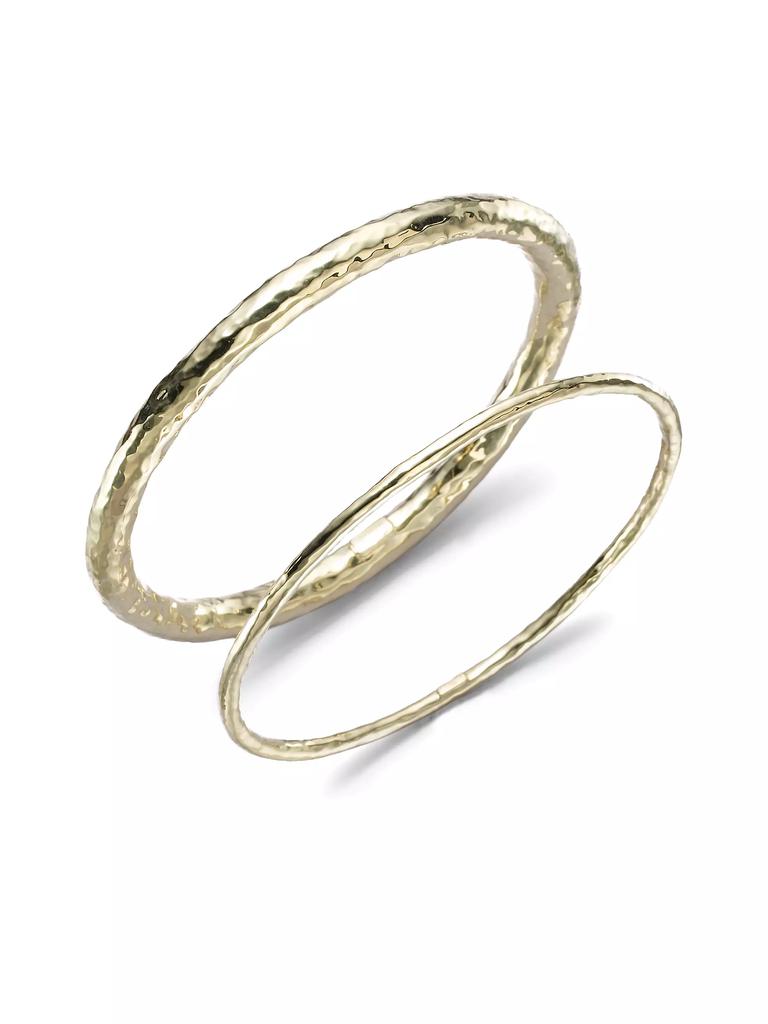 Ippolita Classico Thin 18K Yellow Gold Hammered Bangle Bracelet