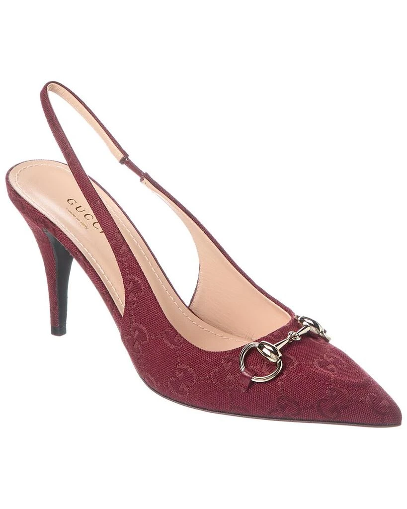 Gucci Horsebit GG Canvas Slingback Pump 1