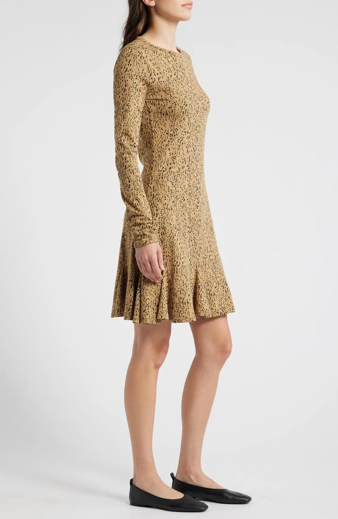 Nation LTD Lyla Abstract Animal Print Long Sleeve Cotton Blend Knit Dress 3