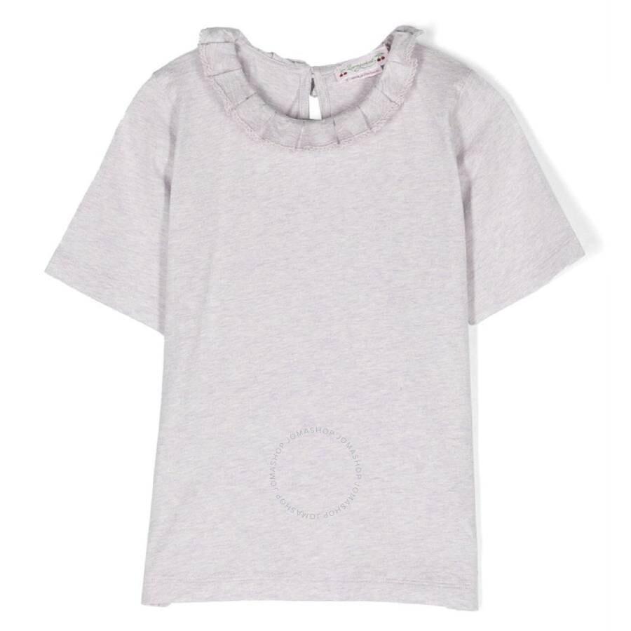 Bonpoint Kids Clea Pleated Collar Cotton T-Shirt