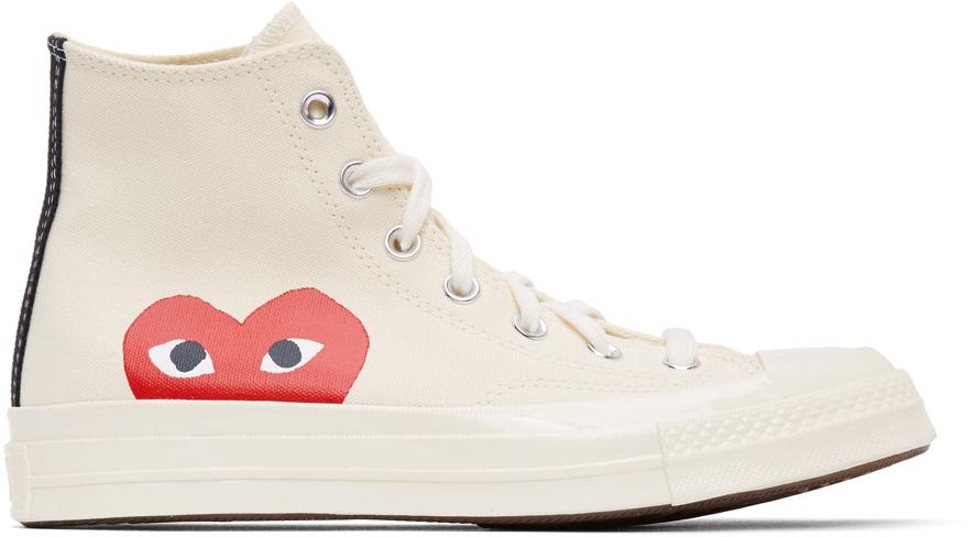 Comme des Garcons Off-White Converse Edition Half Heart Chuck 70 High Sneakers