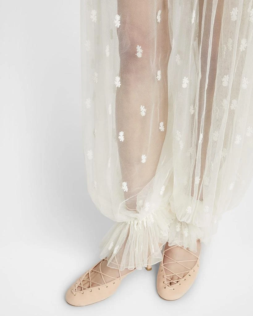 Chloé Embroidered Tulle Wide-Leg Ruffle Trousers 5