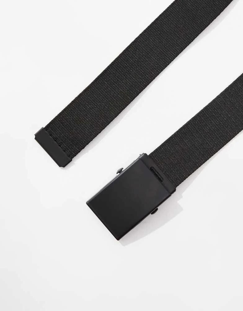 ASOS ASOS DESIGN webbing belt with matte black buckle in black 2