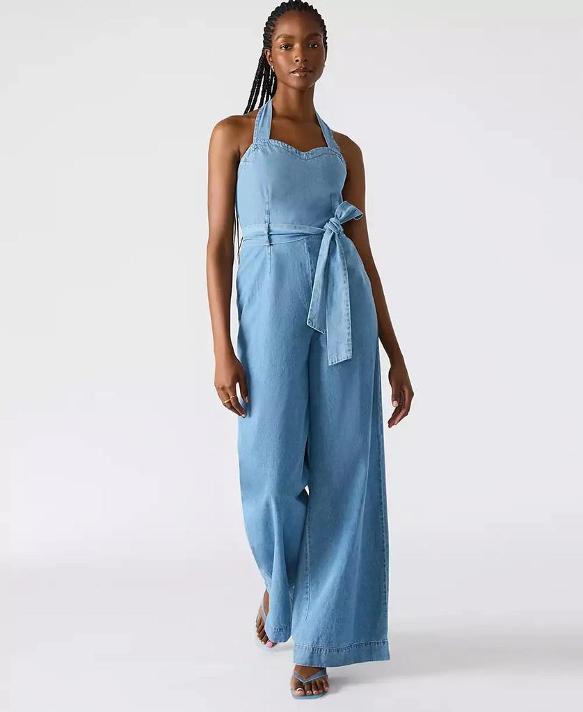 Steve Madden Women's Artie Denim Halter Jumpsuit 3