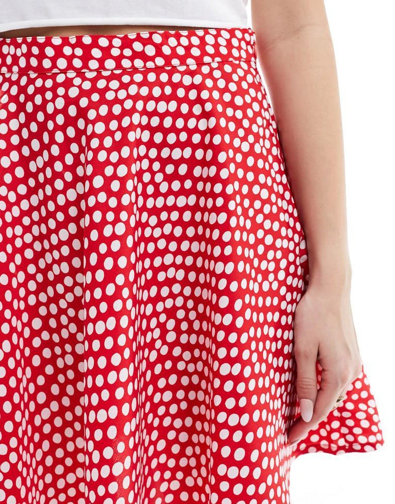 Wednesday's Girl Wednesday's Girl polka dot flippy mini skirt red 4
