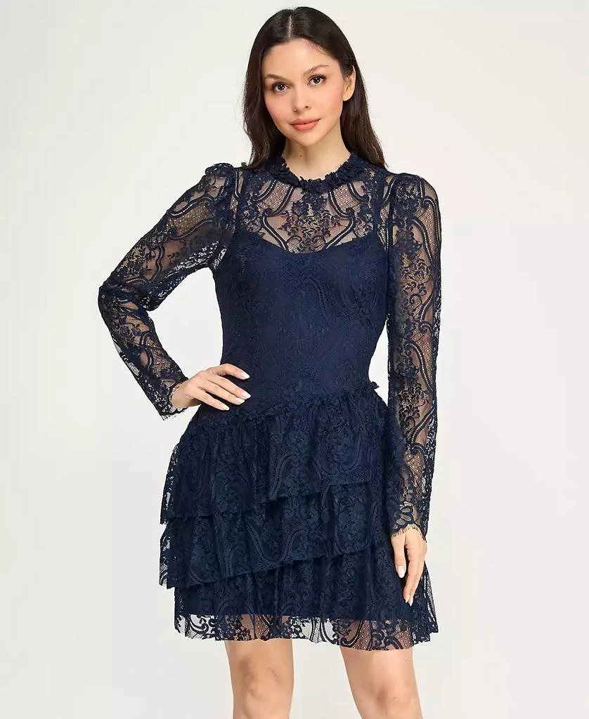 ROW A Women's Long-Sleeves 3 Tier Dress - Navy - Size M