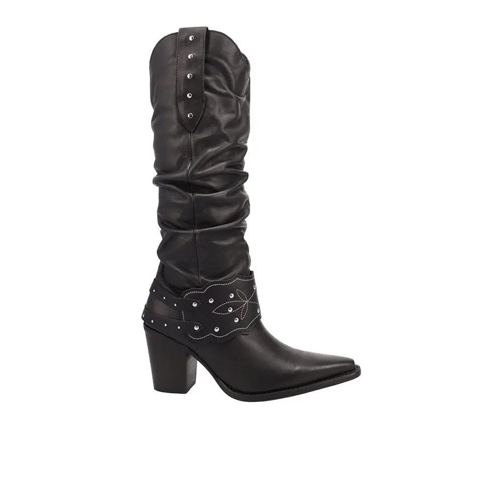 Dingo Grit N' Grace Slouchy Studded Snip Toe Pull On Boots