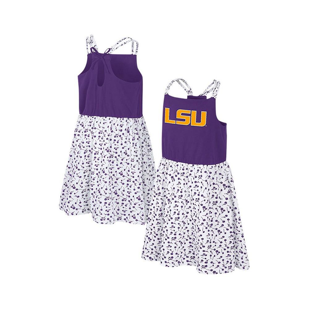 Colosseum Girls Youth Purple, White LSU Tigers Robin Floral Dress