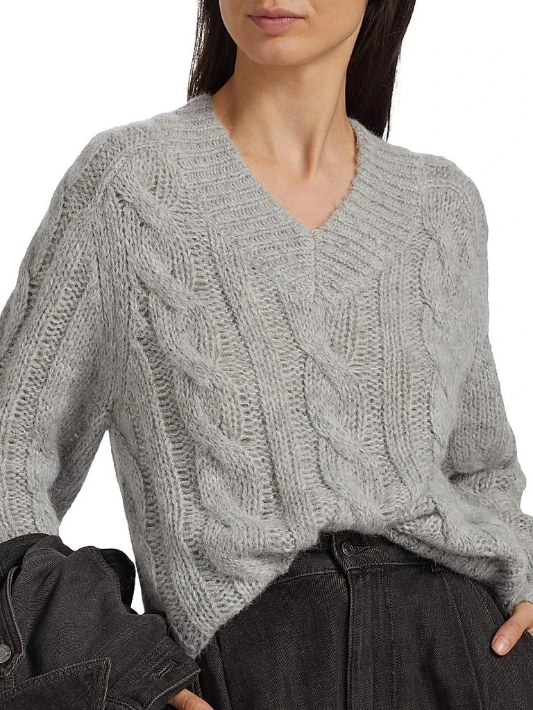 Michael Kors Alpaca-Blend Cable-Knit V-Neck Sweater 6