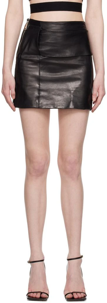Boyarovskaya Black Tape Leather Miniskirt 1