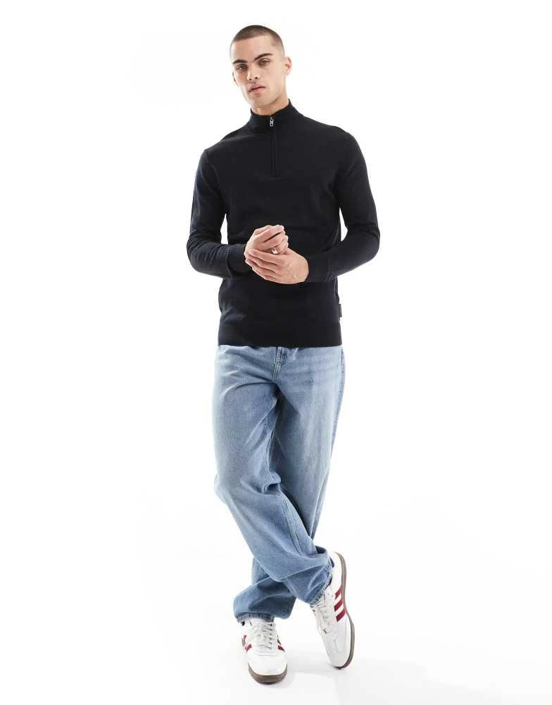 French Connection Mens French Connection soft touch half zip jumper in navy 1