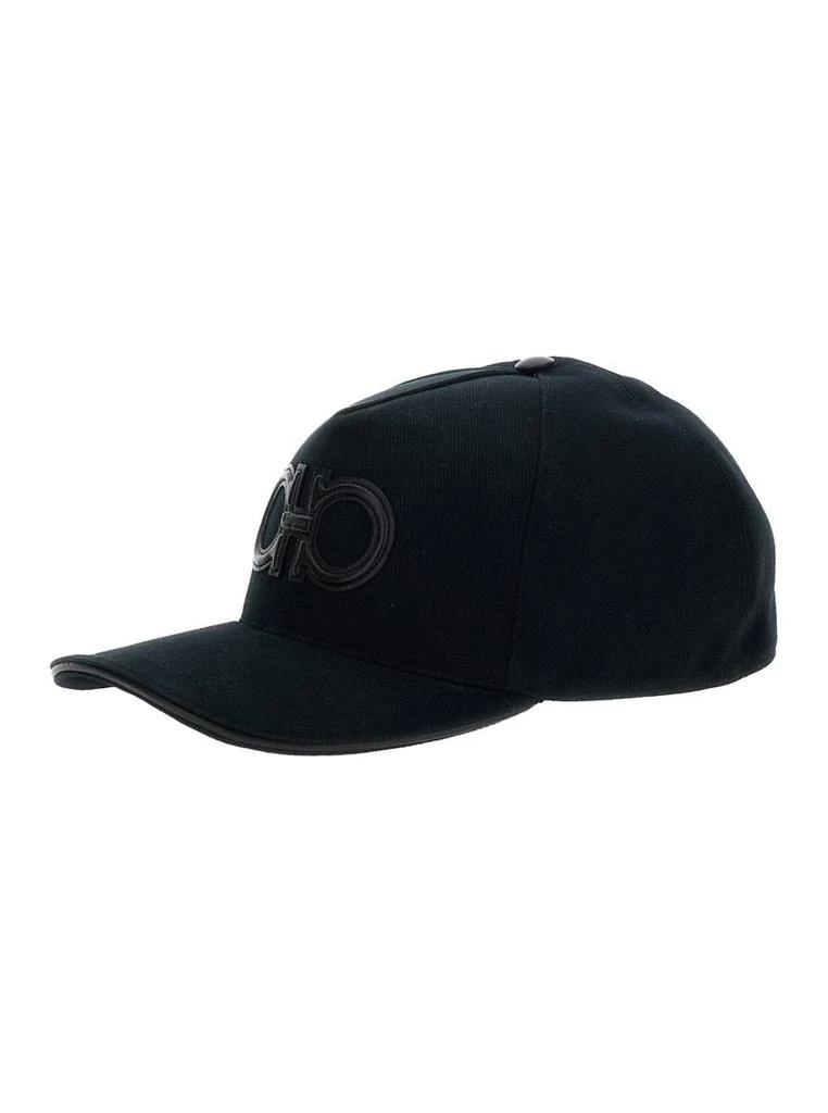 Salvatore Ferragamo Black Baseball Cap With Leather Gancini Detail On The Front In Cotton Man 1