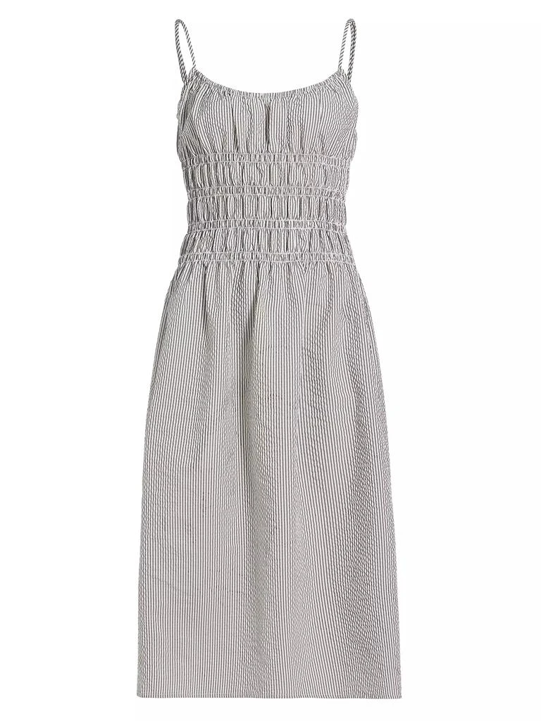 Wayf Isabelle Smocked Seersucker Midi-Dress 1