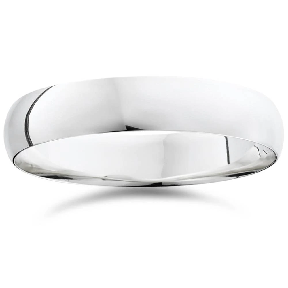Pompeii3 5mm Dome High Polished Wedding Band 10K White Gold Size Selectable