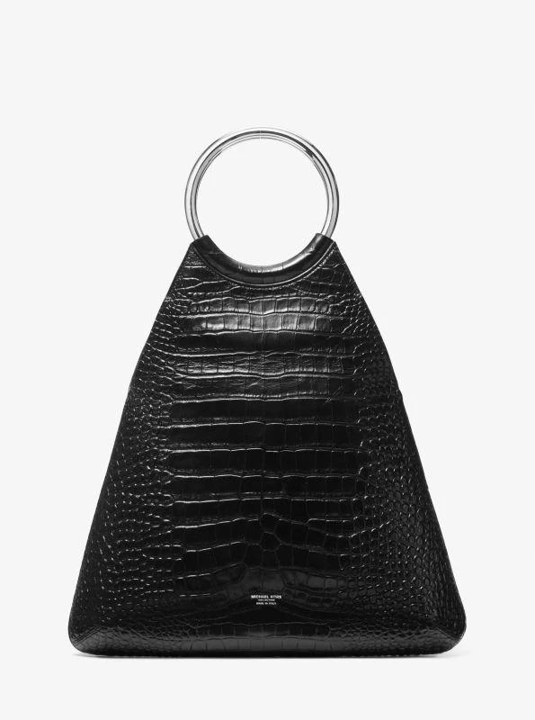 michael_kors Ursula Large Crocodile Embossed Leather Ring Tote Bag 1