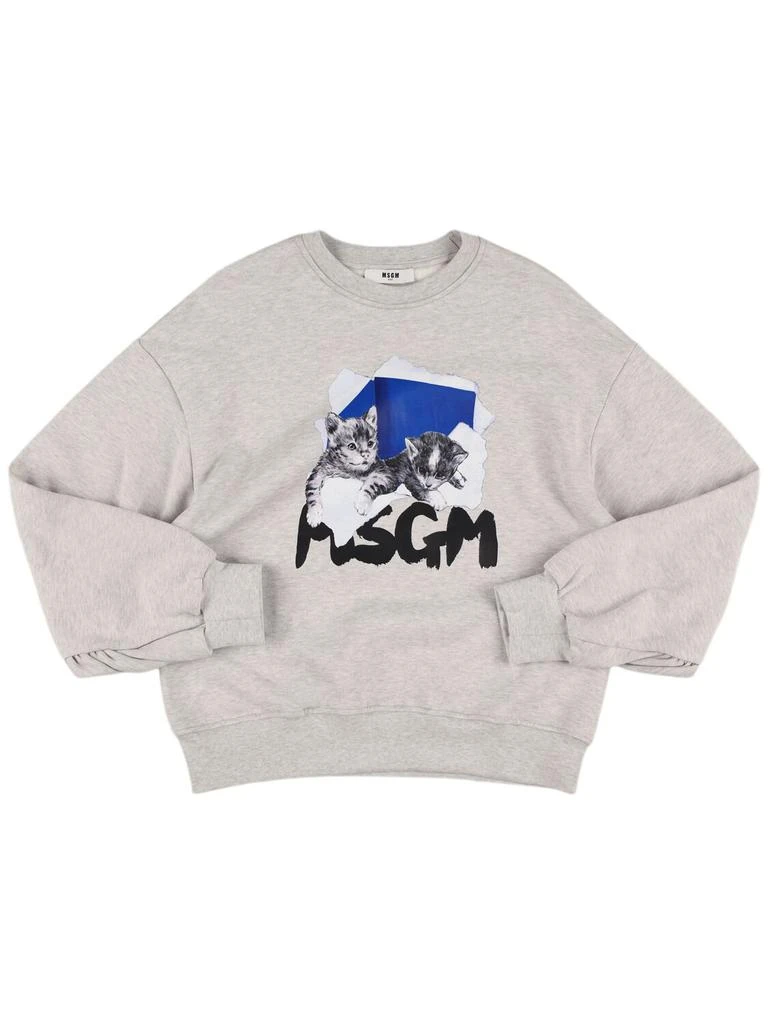 MSGM Cats  Logo Printed Cotton Sweatshirt 1