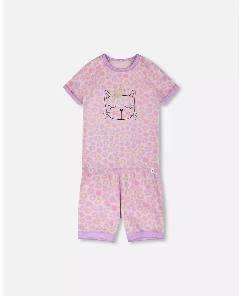 Deux par Deux Baby Girl Cotton Two-Piece Pyjama Set Purple Animal Print - Baby