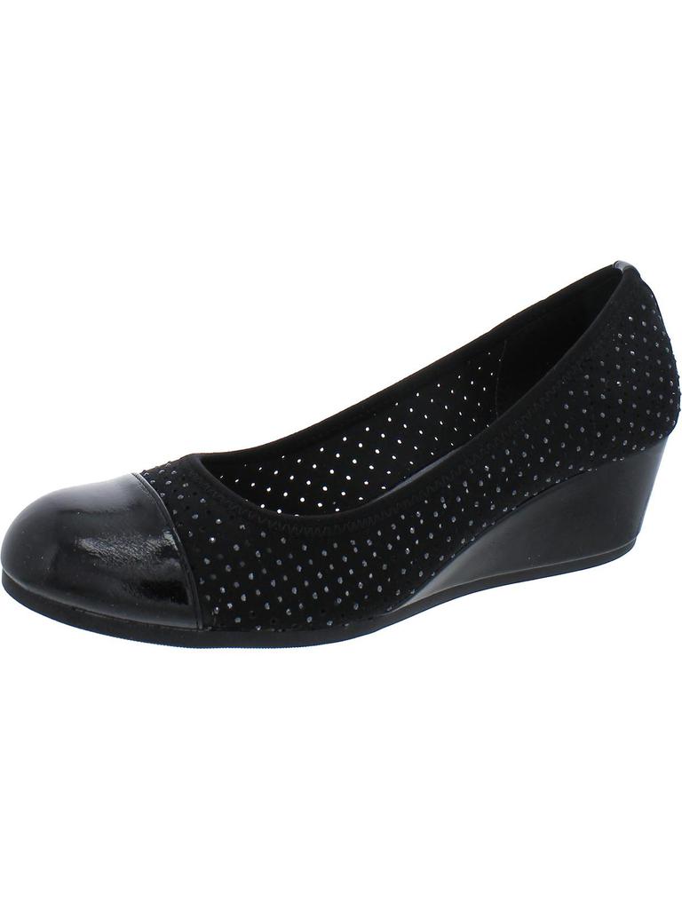 Karen Scott Prilee Womens Faux Suede Perforated Wedge Heels
