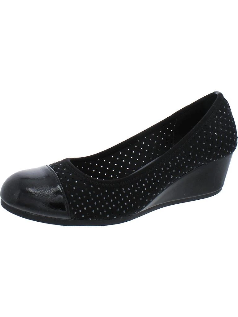 Karen Scott Prilee Womens Faux Suede Perforated Wedge Heels 1