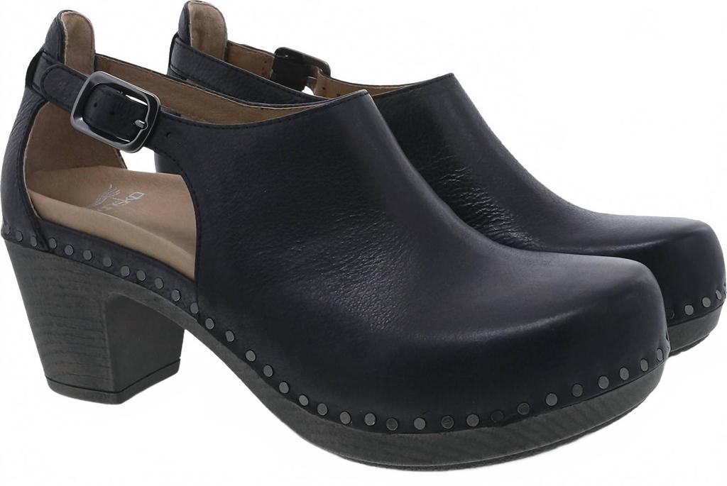 Dansko Women's Sassy Heels In Black Milled Burnished