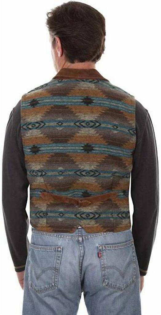 Scully Scully - Aztec Knit Back Boar Leather Vest