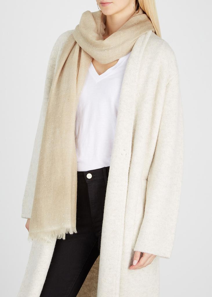 AMA Pure Sand embellished cashmere scarf