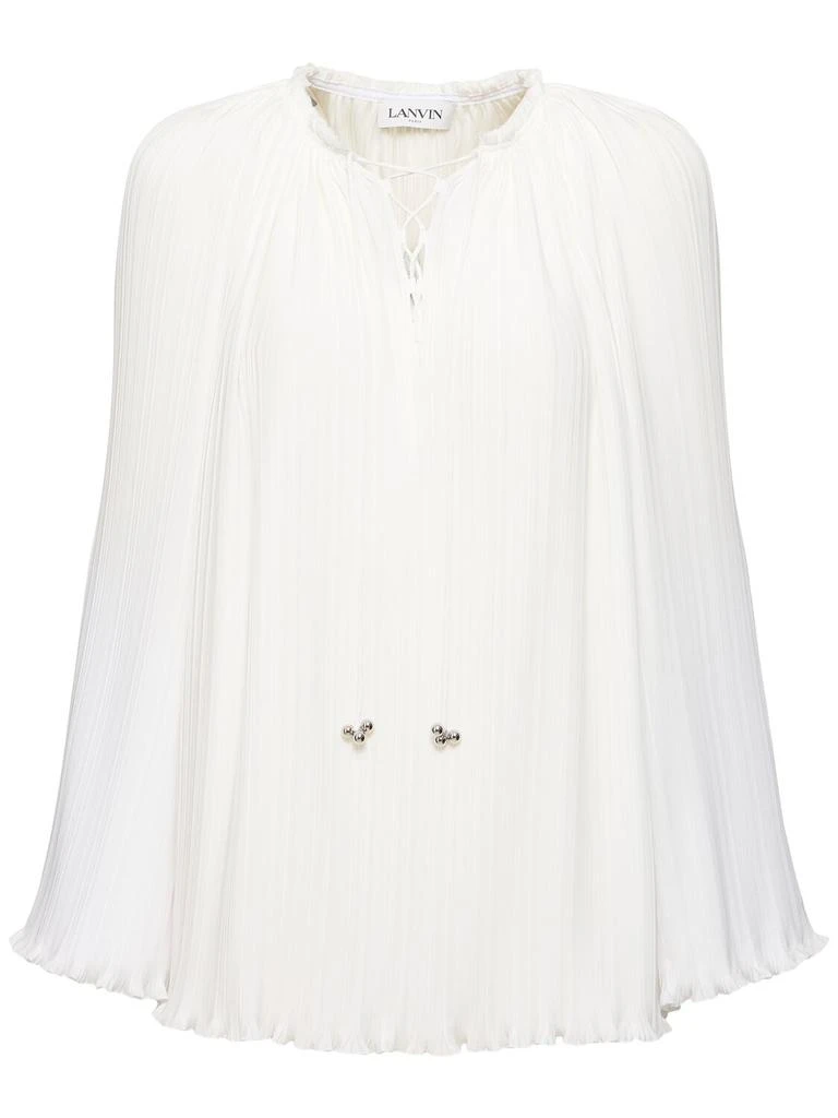 Lanvin Pleated Flared Long Sleeve Shirt 4