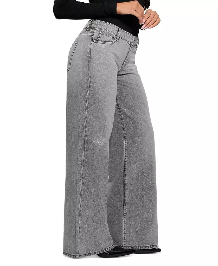 GUESS Women's Mid-Rise Sexy Palazzo Shimmer Wide leg Jeans 4