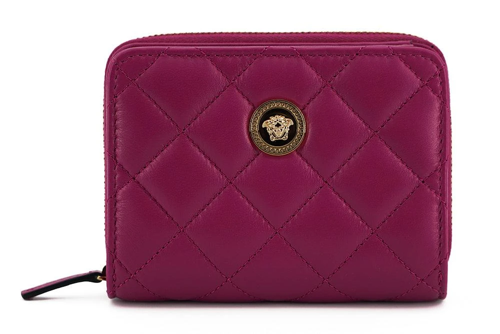 Versace Versace Purple Nappa Leather Bifold Zip Around Wallet 1