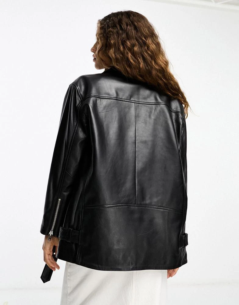 Muubaa Muubaa oversized longline leather jacket in black 3