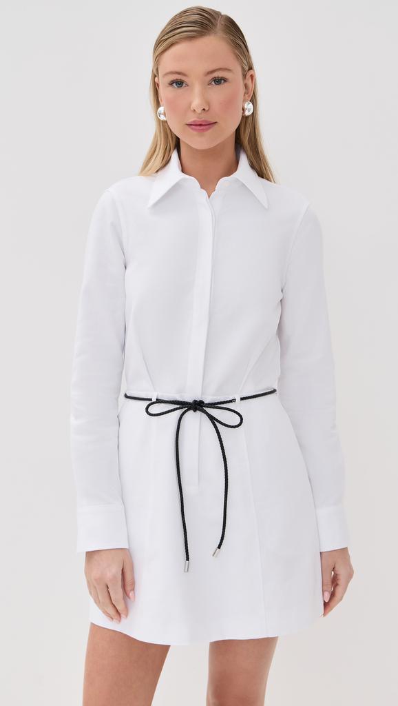 Brandon Maxwell The Lula Collared Shirt Dress with Mini Bubble Skirt