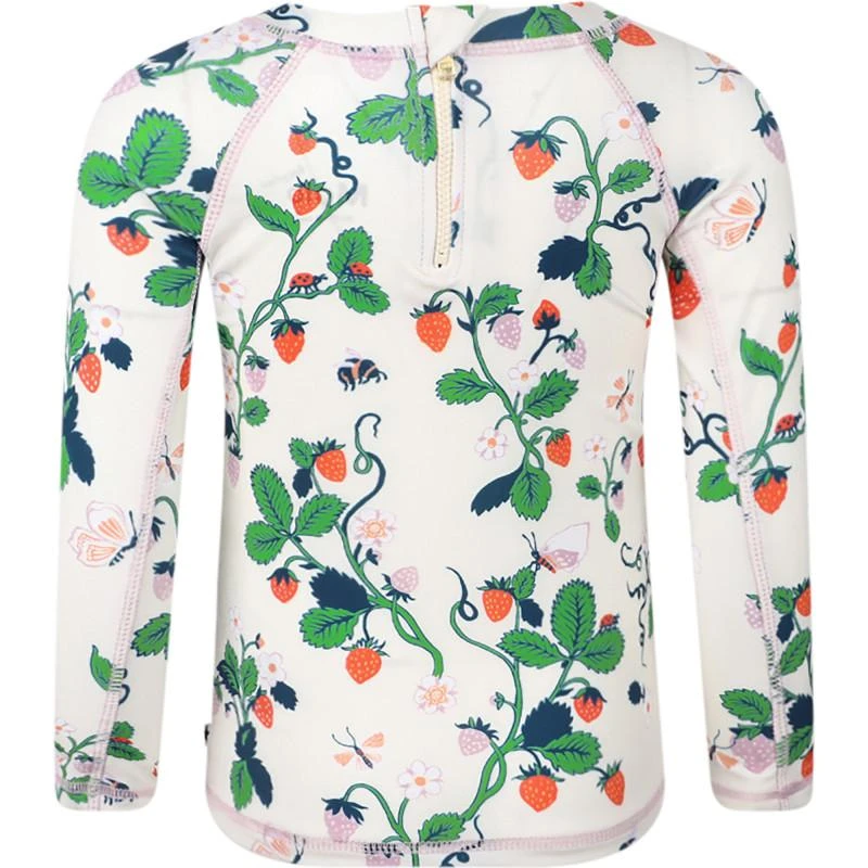 MOLO Strawberries print long sleeved uv swim top in white 2