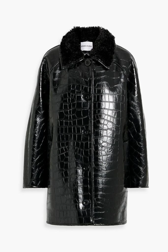 STAND STUDIO Amira faux croc-effect leather coat 1