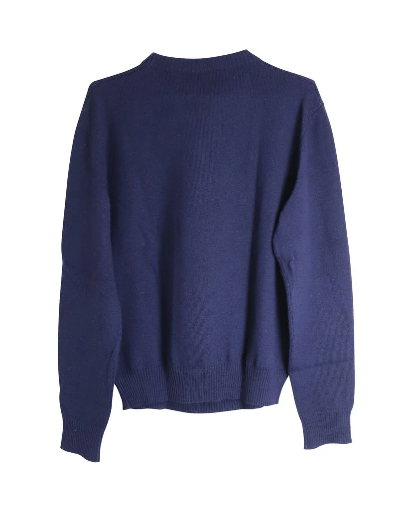 Lanvin Flame Slogan Intarsia-Knit Jumper In Navy Blue Wool 2