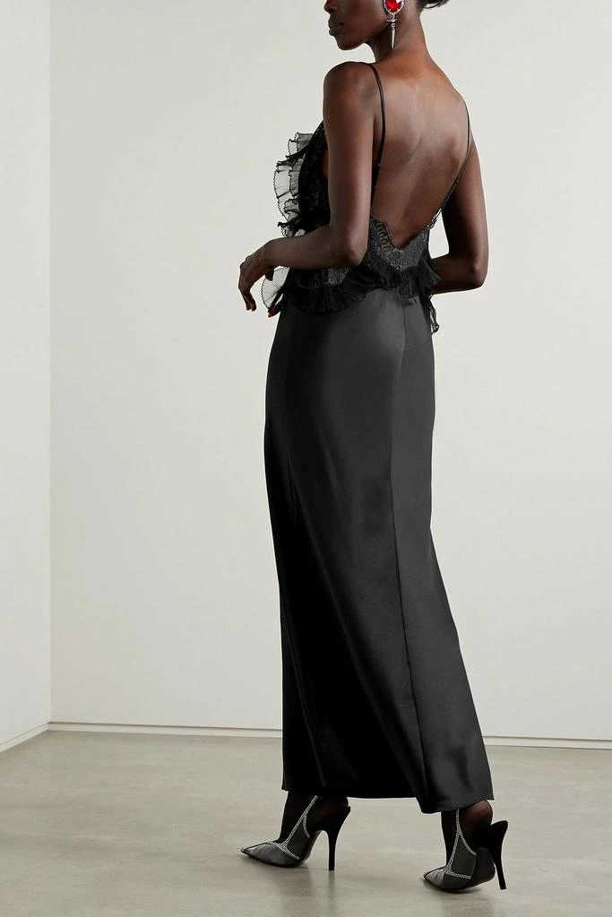 Alexander Wang Cutout tulle and lace-trimmed silk-satin midi dress 3
