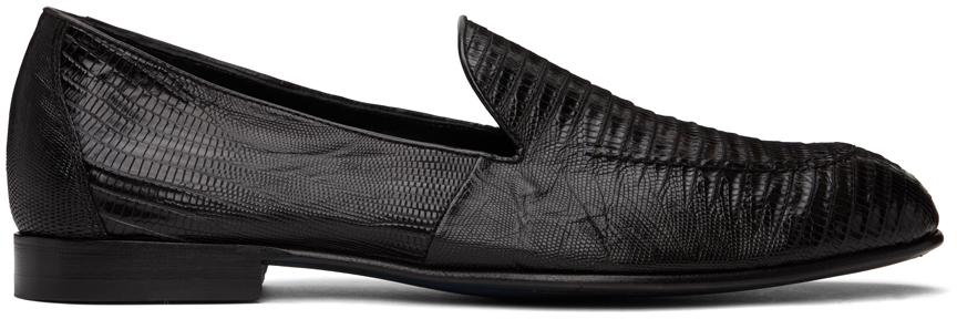 Brioni Black Embossed Loafers