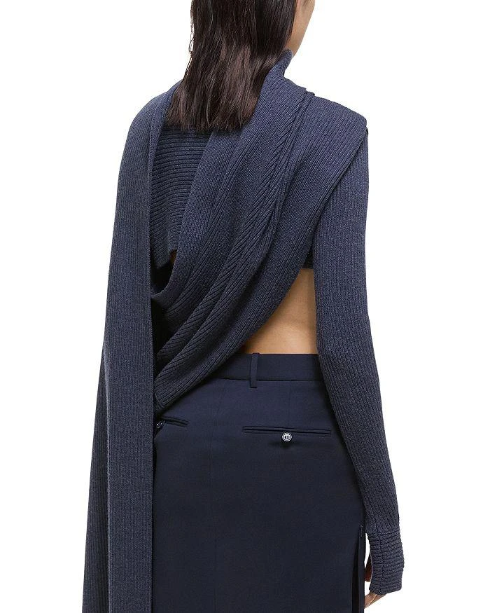 Helmut Lang Ribbed Draped Merino Wool Sweater 5