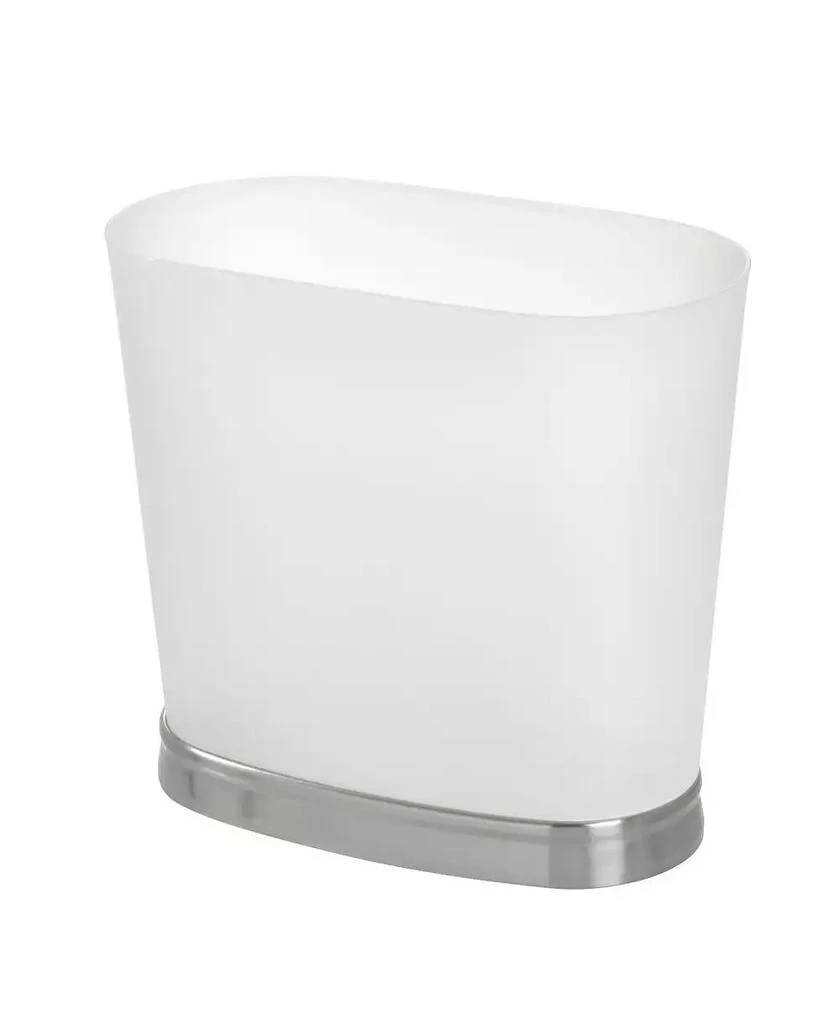 iDesign Small Oval Bathroom Trash Can - Frost/Brushed Nickel - Made in USA 3