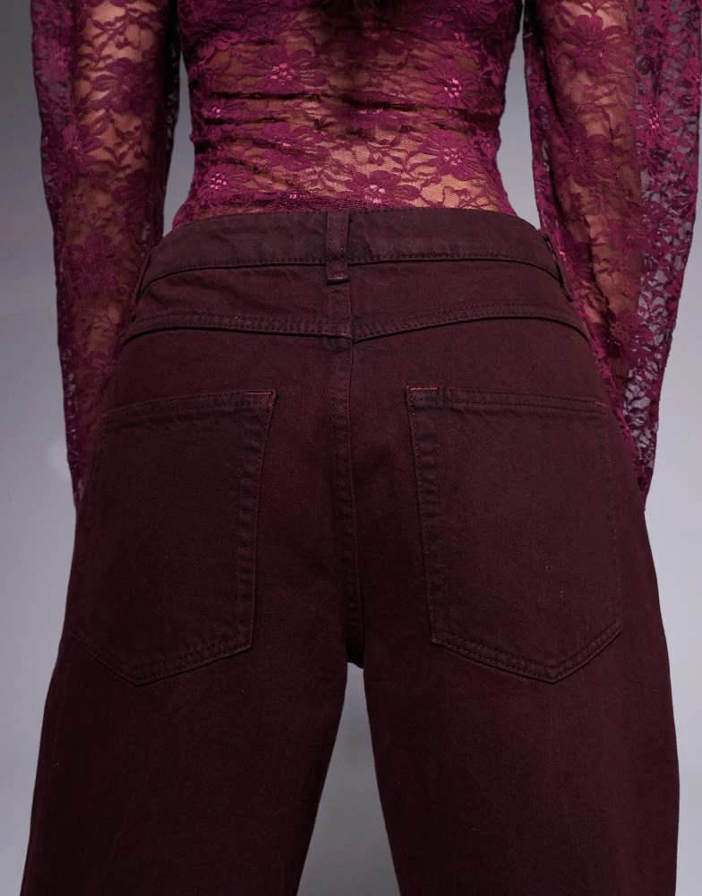 ASOS ASOS X THE SOURCED COLLECTION baggy jeans with lace and rips in burgundy 4