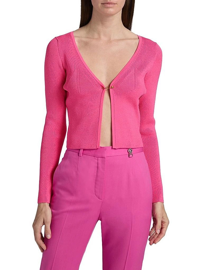 Versace Rib-Knit Safety Pin Cardigan 3