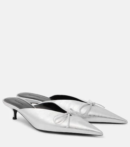 Balenciaga Knife Bow 40 metallic leather mules 1