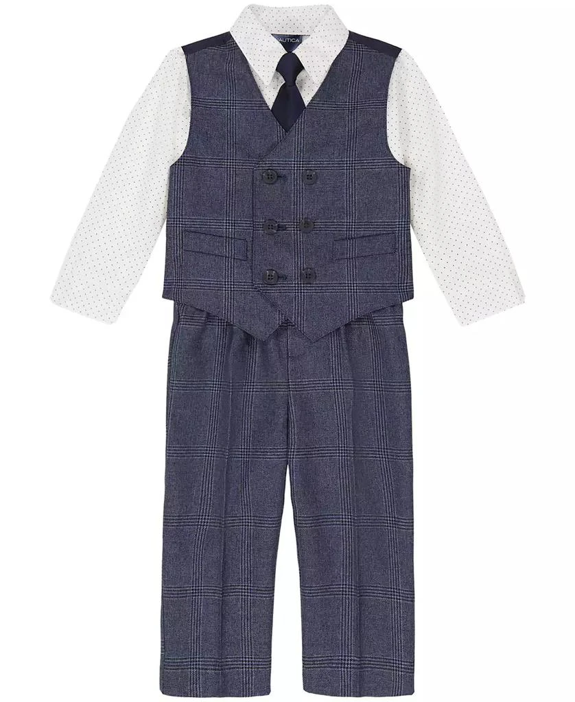 Nautica Baby Boys Tonal Windowpane Vest, Shirt, Tie and Pants Set 1