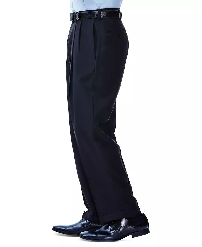 Haggar Men's ECLO Stria Classic Fit Pleated Hidden Expandable Waistband Dress Pants 3