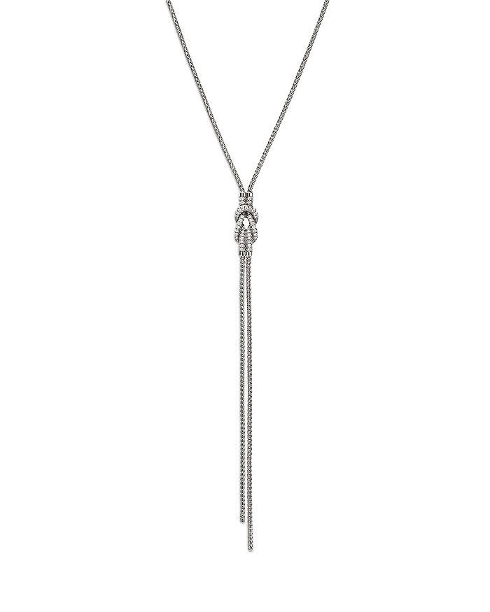 John Hardy Sterling Silver Love Knot Diamond Lariat Necklace, 18-20"