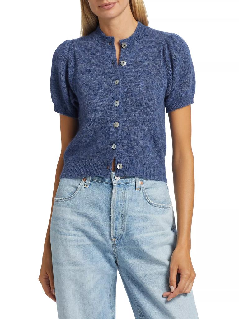 DÔEN Anisa Alpaca-Wool Short-Sleeve Crop Cardigan - Tops