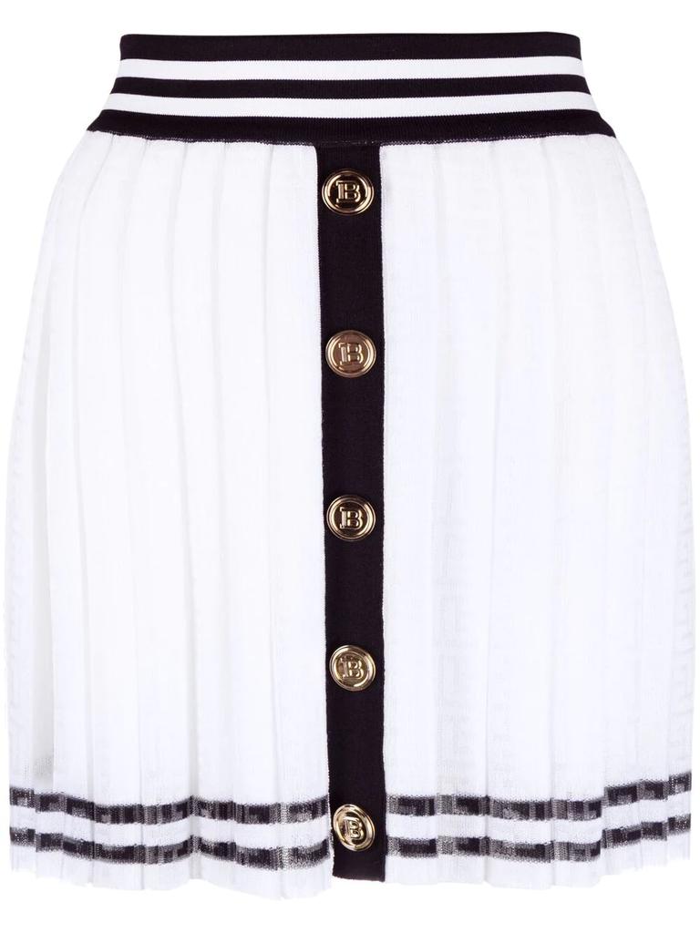 Balmain PB monogram jacquard pleated skirt - women